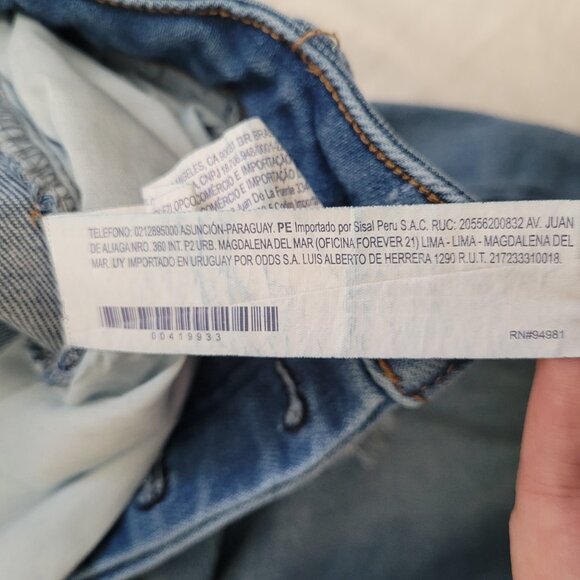 Button Fly Distressed Jeans Medium Wash Size 26 Stretchy Forever 21 - Picture 5 of 14